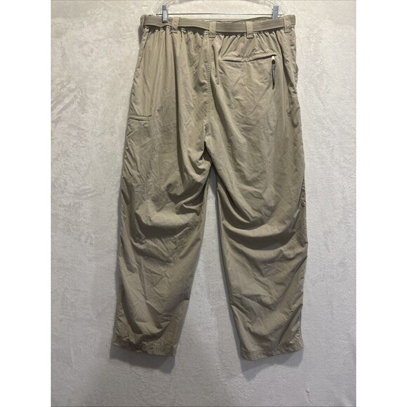 LL Bean Hiking Pants Men's XL Khaki Tan Nylon Straight Gorpcore Stowaway Belted - Picture 10 of 16